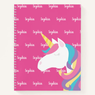 Cute Unicorn Pink Personalized Kids Notebook