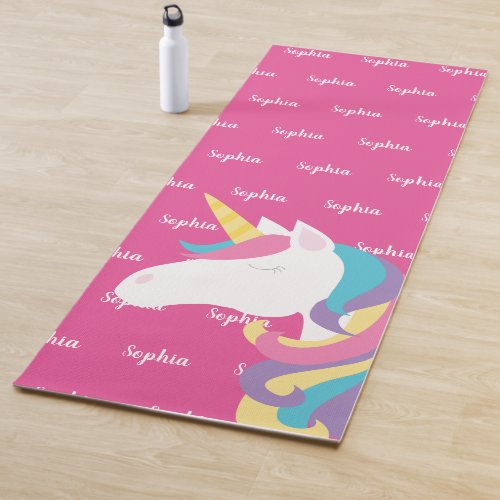 Cute Unicorn Pink Personalized Yoga Mat