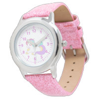 Cute unicorn pink purple white girly pastels watch