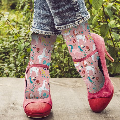 Cute Unicorn pink rainbow girls all_over print Socks