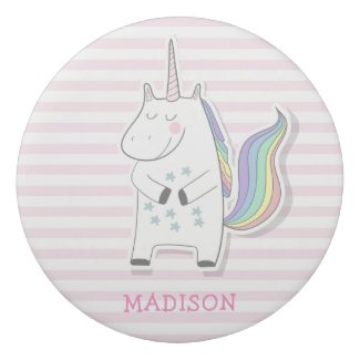 Cute Unicorn - Pink Striped Kids  Eraser