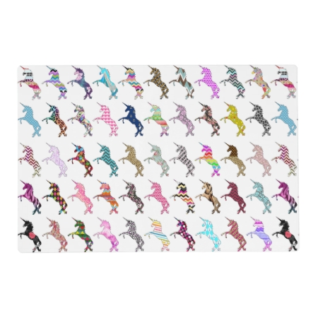 Cute Unicorn Pink Teal Astec Floral Cool Patterns Placemat