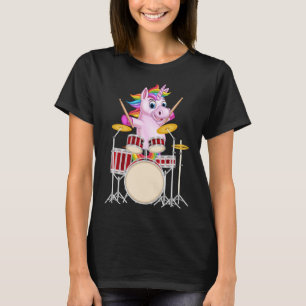 Cute Unicorn Playing Drum Drums & Cats   Drummer T-Shirt