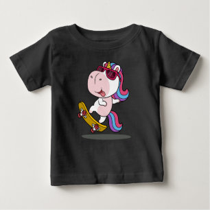 Cute unicorn playing skateboard baby T-Shirt