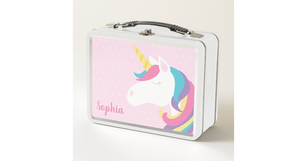 Personalised Lunch Box for Girls Dinosaur Unicorn Pink School 