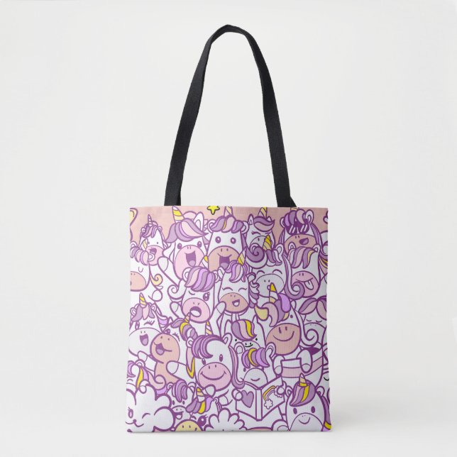 Cute Unicorn Pony: Magic Doodle Collection Tote Bag (Front)
