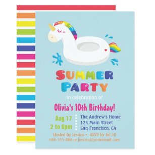 swimming pool float invitations