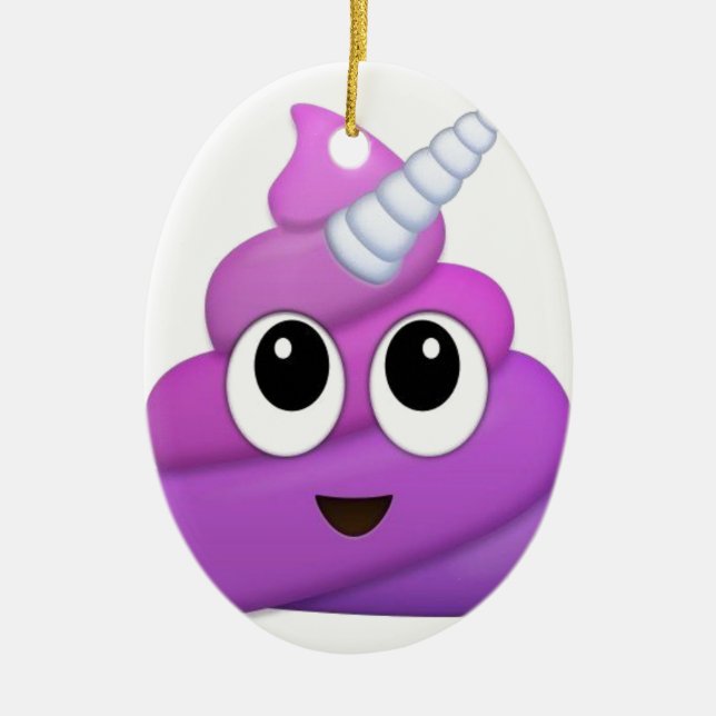 Cute Unicorn Poop emoji Ceramic Ornament (Front)