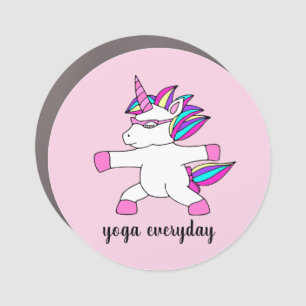 Cute unicorn practicing yoga car magnet