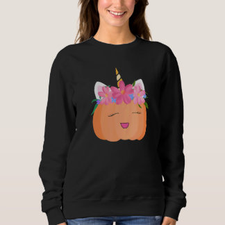 Cute Unicorn Pumpkin Floral for Kids Sweatshirt