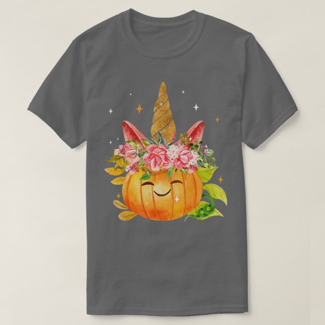 Cute Unicorn Pumpkin Halloween Thanksgiving Kids G T-Shirt (Design Front)