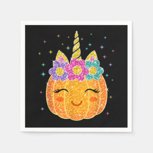 Cute Unicorn Pumpkin Halloween Thanksgiving Napkins