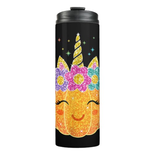 Cute Unicorn Pumpkin Halloween Thanksgiving Thermal Tumbler