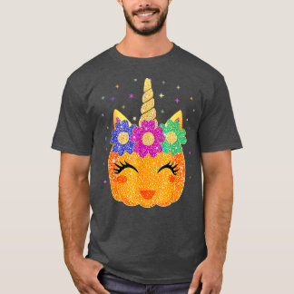 Cute Unicorn Pumpkin Halloween Thanksgiving Women T-Shirt