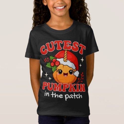 Cute Unicorn Pumpkin Santa Christmas Thanksgiving T_Shirt