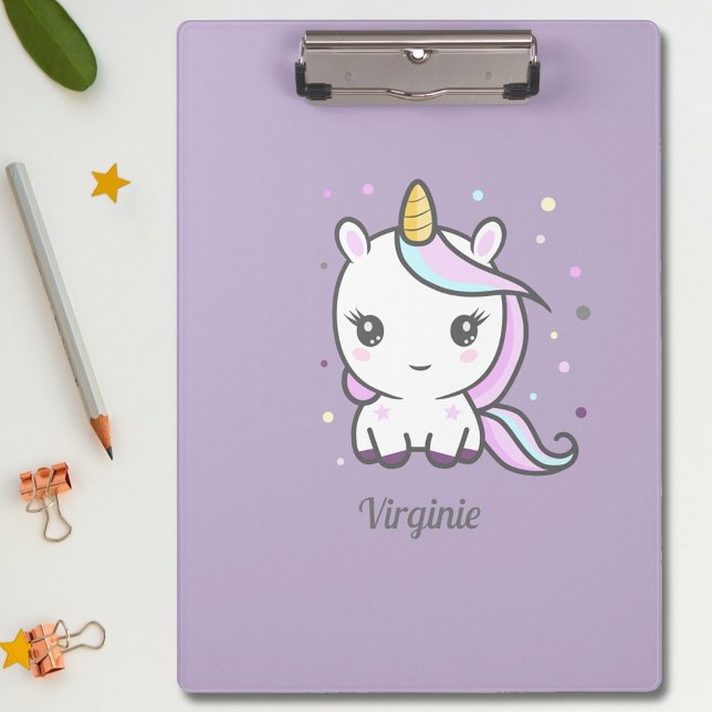 Cute Unicorn Purple Clipboard (Cute Unicorn Purple Clipboard)