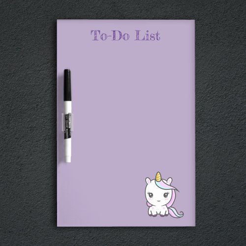 Cute Unicorn Purple Dry Erase Board