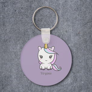 Cute Unicorn Purple Keychain