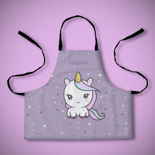 Cute Unicorn Purple Kid Apron
