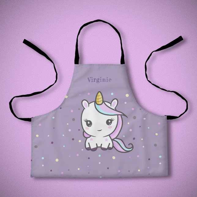Cute Unicorn Purple Kid Apron (Cute Unicorn Purple Kid Apron)