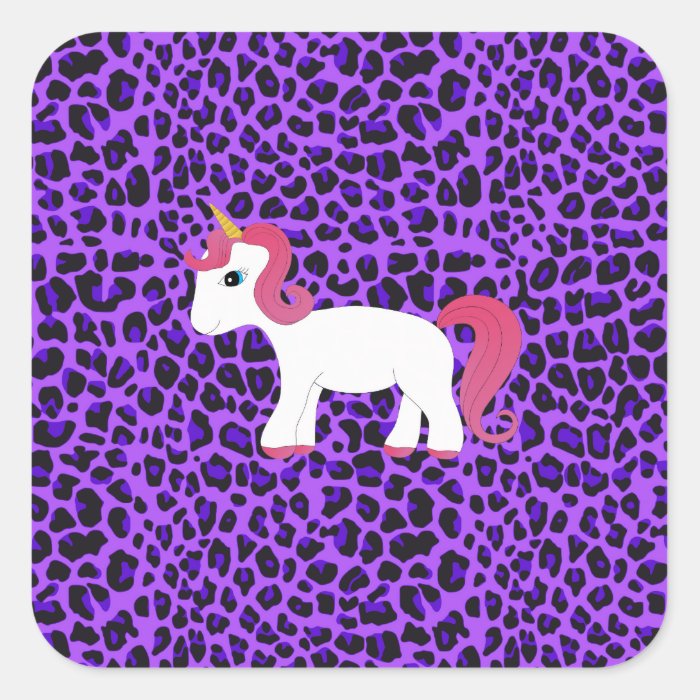 Cute unicorn purple leopard sticker