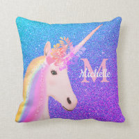 Cute Unicorn Purple Ombre Glitter Personalized