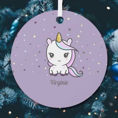 Cute Unicorn Purple Ornament