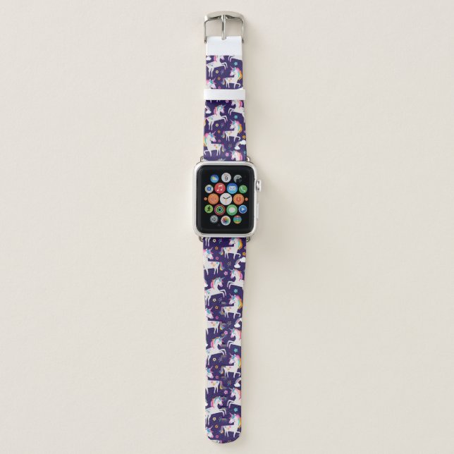 Cute Unicorn Purple Pattern Apple Watch Band (Front)