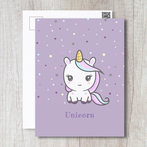 Cute Unicorn Purple Postcard