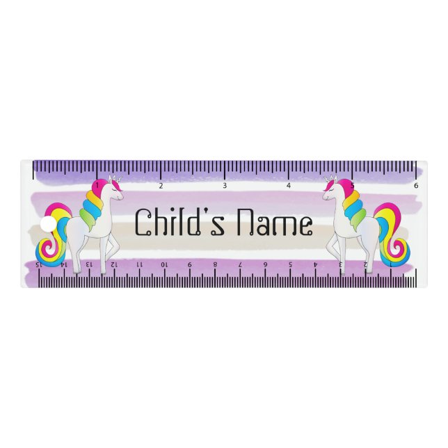 Cute Unicorn Purple Stripes Ruler (Front)