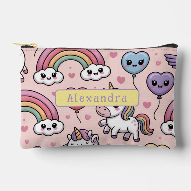Cute Unicorn Rainbow Accessory Pouch (Front)