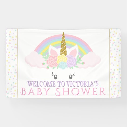 Cute Unicorn Rainbow Baby Shower Banners