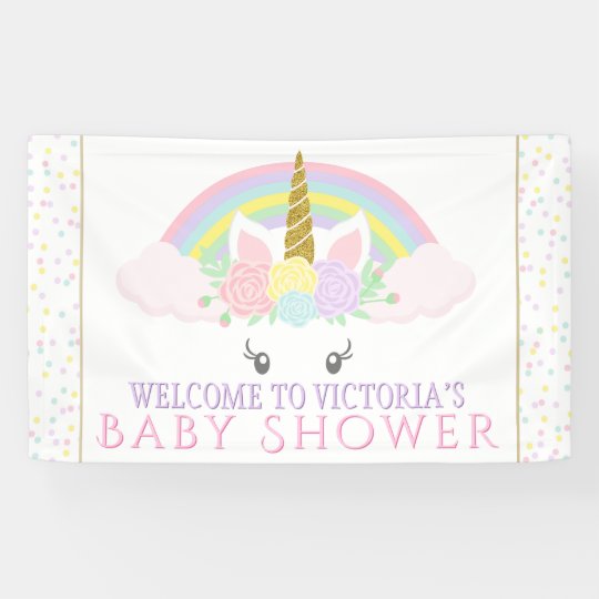 Cute Unicorn Rainbow Baby Shower Banners | Zazzle.com