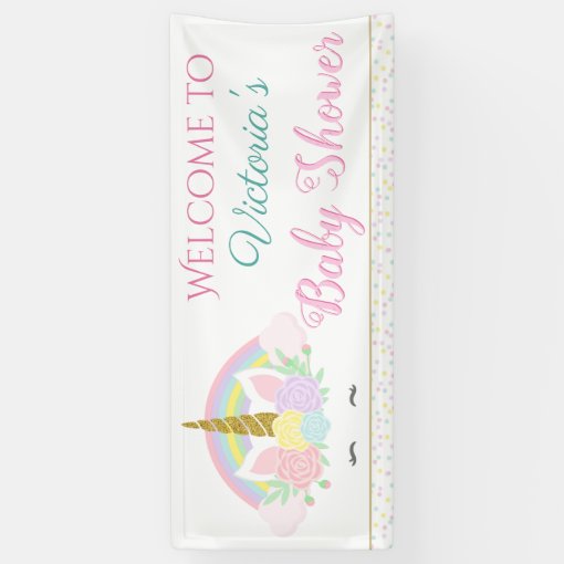 Cute Unicorn Rainbow Baby Shower Banners | Zazzle