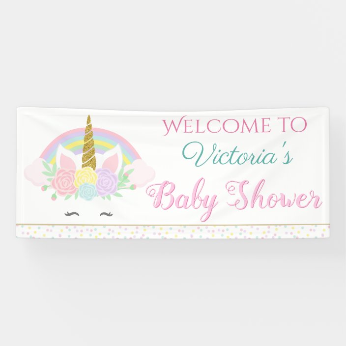 Cute Unicorn Rainbow Baby Shower Banners | Zazzle.com