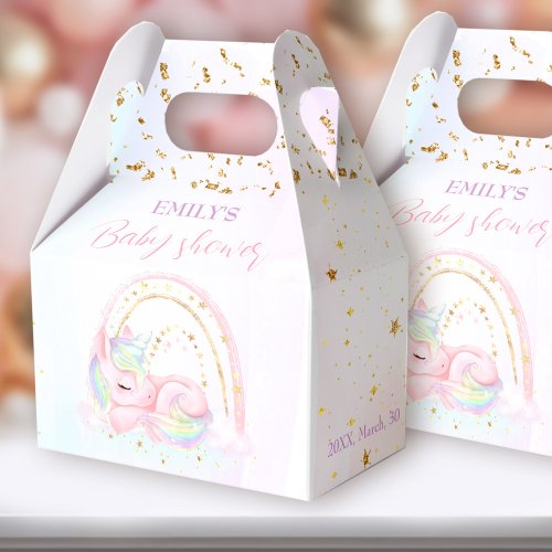 Cute Unicorn Rainbow Baby Shower Favor Box