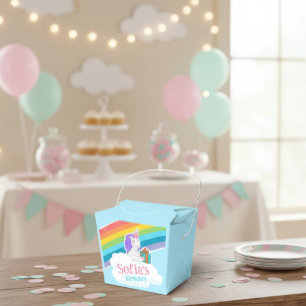 Cute Unicorn Rainbow Birthday Party Favor Boxes
