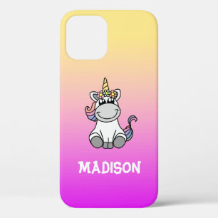 Cute Unicorn Rainbow Color Gradient Ombre Pink iPhone 12 Case