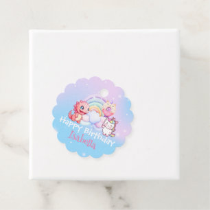 Cute Unicorn Rainbow Dino Donut balloon Birthday  Favor Tags
