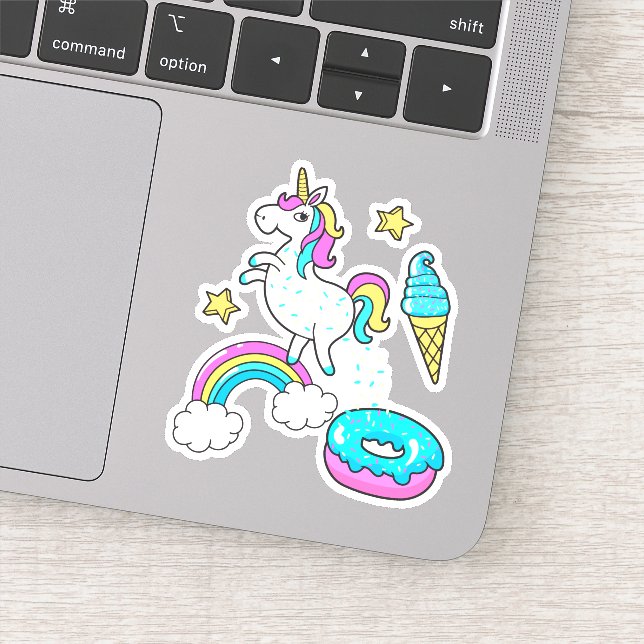 Cute unicorn rainbow donuts sticker (Detail)