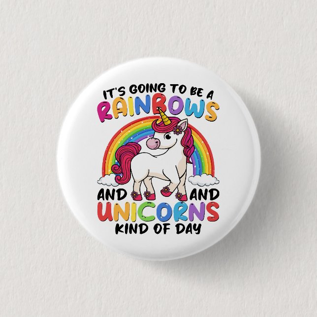 cute unicorn rainbow funny button (Front)