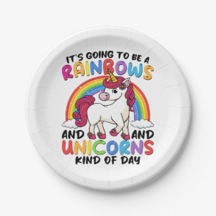 Cute Unicorn Rainbow Funny Paper Plates