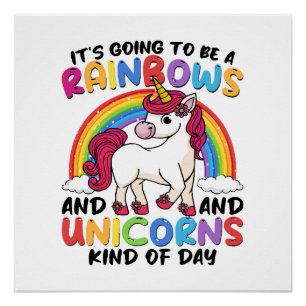 cute unicorn rainbow funny poster