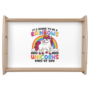 Cute Unicorn Rainbow Funny Serving Tray