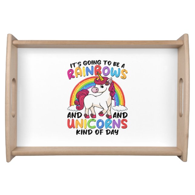 Cute Unicorn Rainbow Funny Serving Tray (Front)
