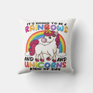 Cute Unicorn Rainbow Funny Throw Pillow
