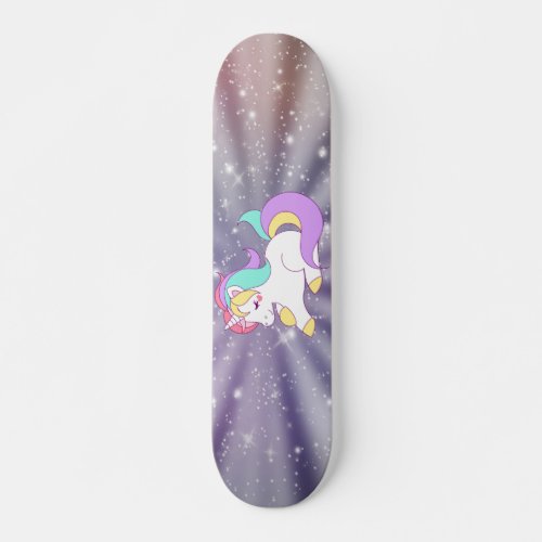 Cute UnicornRainbowGalaxy Skateboard