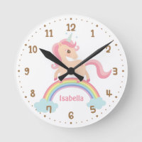 Cute Unicorn Rainbow Girls Room Decor Wall Clock