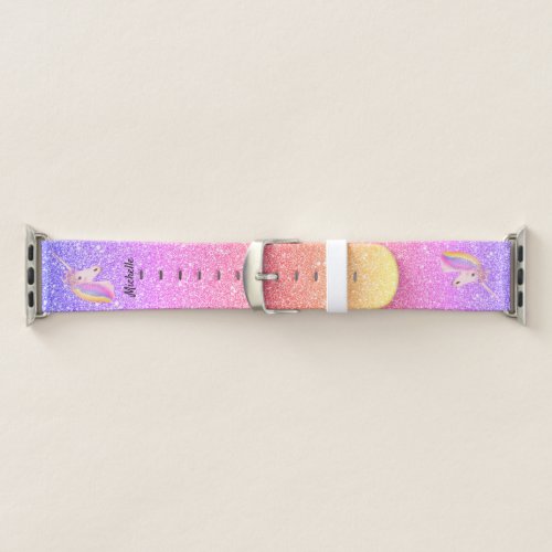 Cute Unicorn Rainbow Glitter Pastel Personalized Apple Watch Band