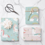 Cute Unicorn Rainbow Gold Glitter Pastel Pink Blue Wrapping Paper Sheets<br><div class="desc">Cute Unicorn Rainbow Gold Glitter Pastel Pink Blue Wrapping Paper Sheets</div>